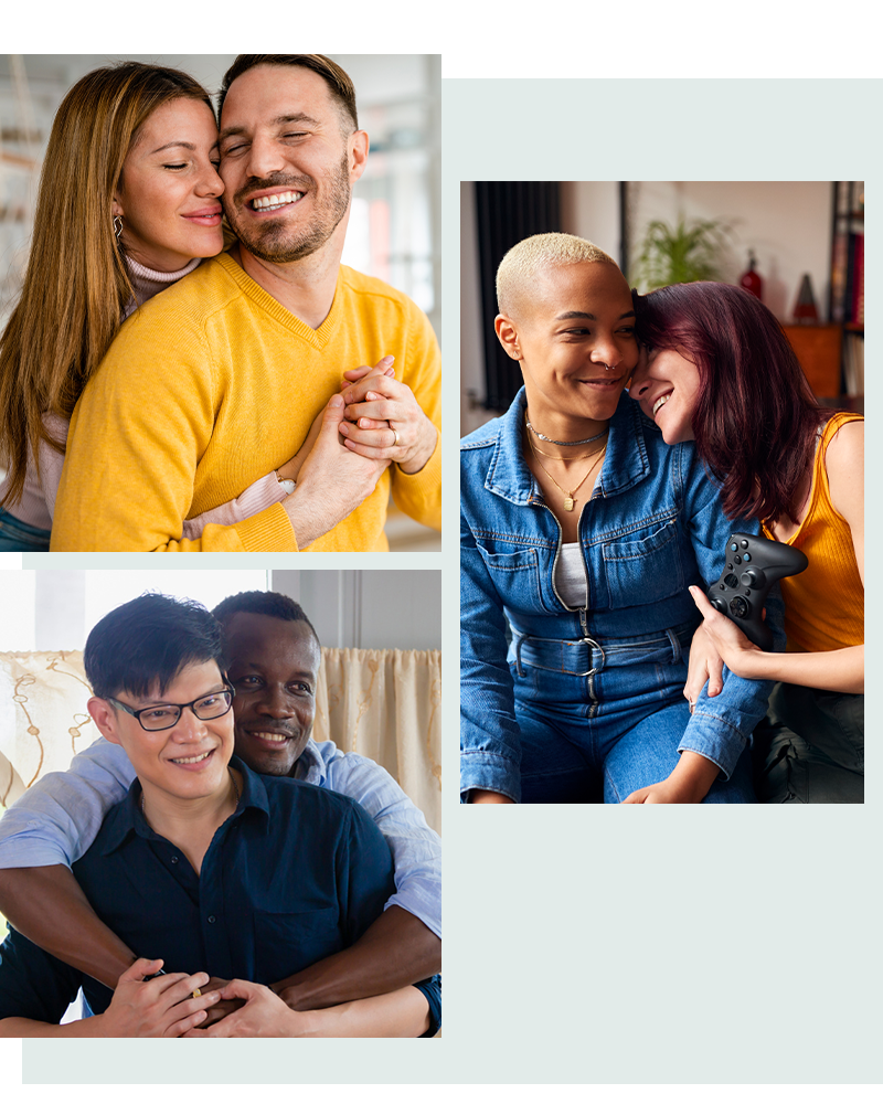 Diverse couples, LGBTQ couples